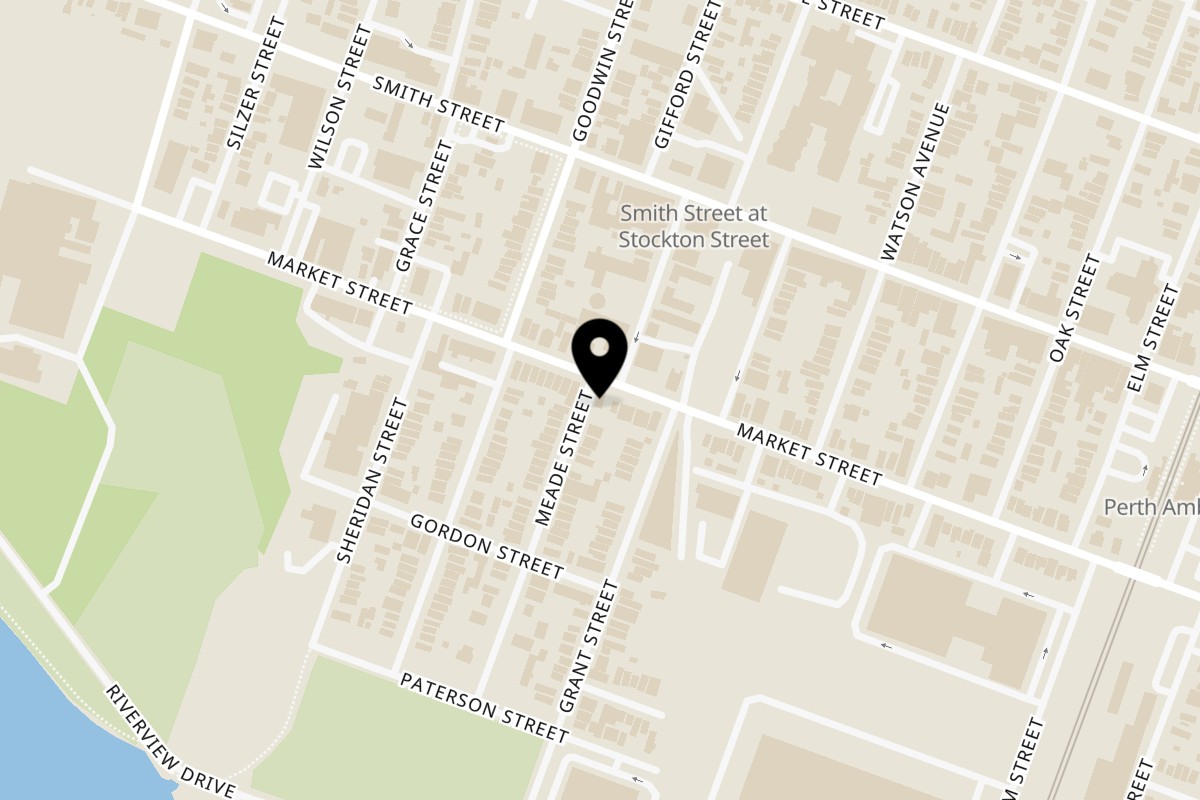 Map showing the location of Rosticeria Puro Chicken y Su Taco Rico on 379 Market St in Perth Amboy
